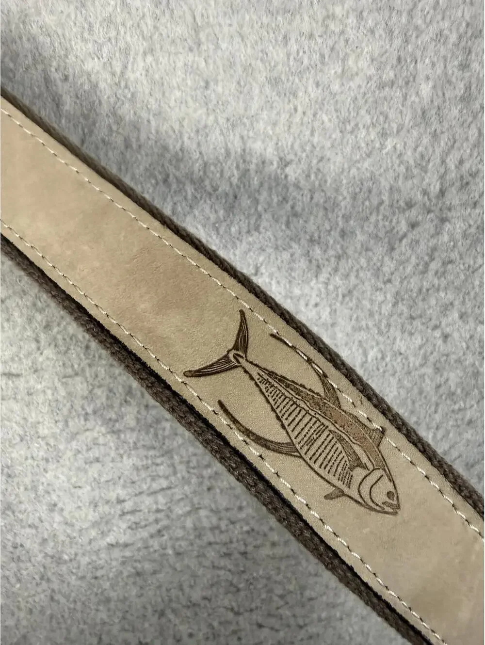 Zep Pro Leather Canvas Belt Embroidery Dolphin Fish Brown Men's 42 Fisherman USA